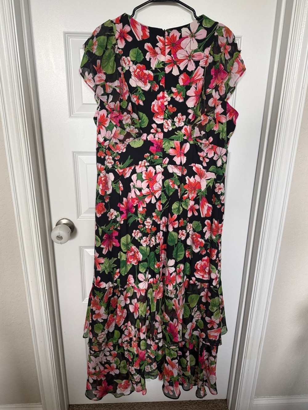 Tommy Hilfiger Black Floral Ruffle High-Low Maxi Dress - Picture 8 of 9
